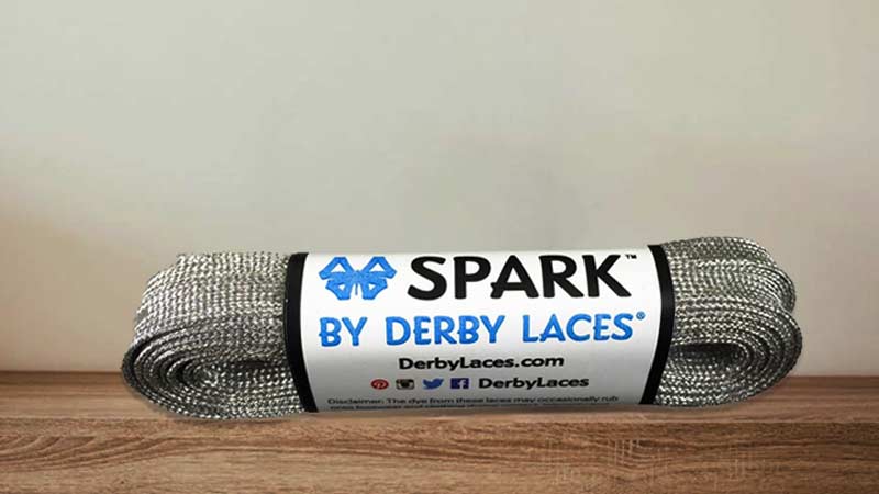 Derby Laces Silver 60 Inch SPARK Skate Lace for Roller Derby